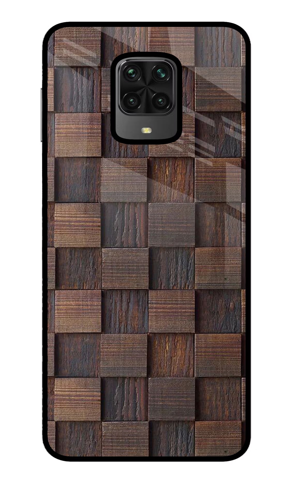 Wooden Cube Design Poco M2 Pro Glass Case Back Cover by Casekaro