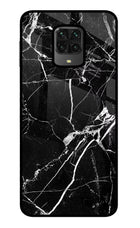 Black Marble Pattern Poco M2 Pro Glass Case Back Cover by Casekaro