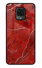 Red Marble Design Poco M2 Pro Glass Case Back Cover by Casekaro