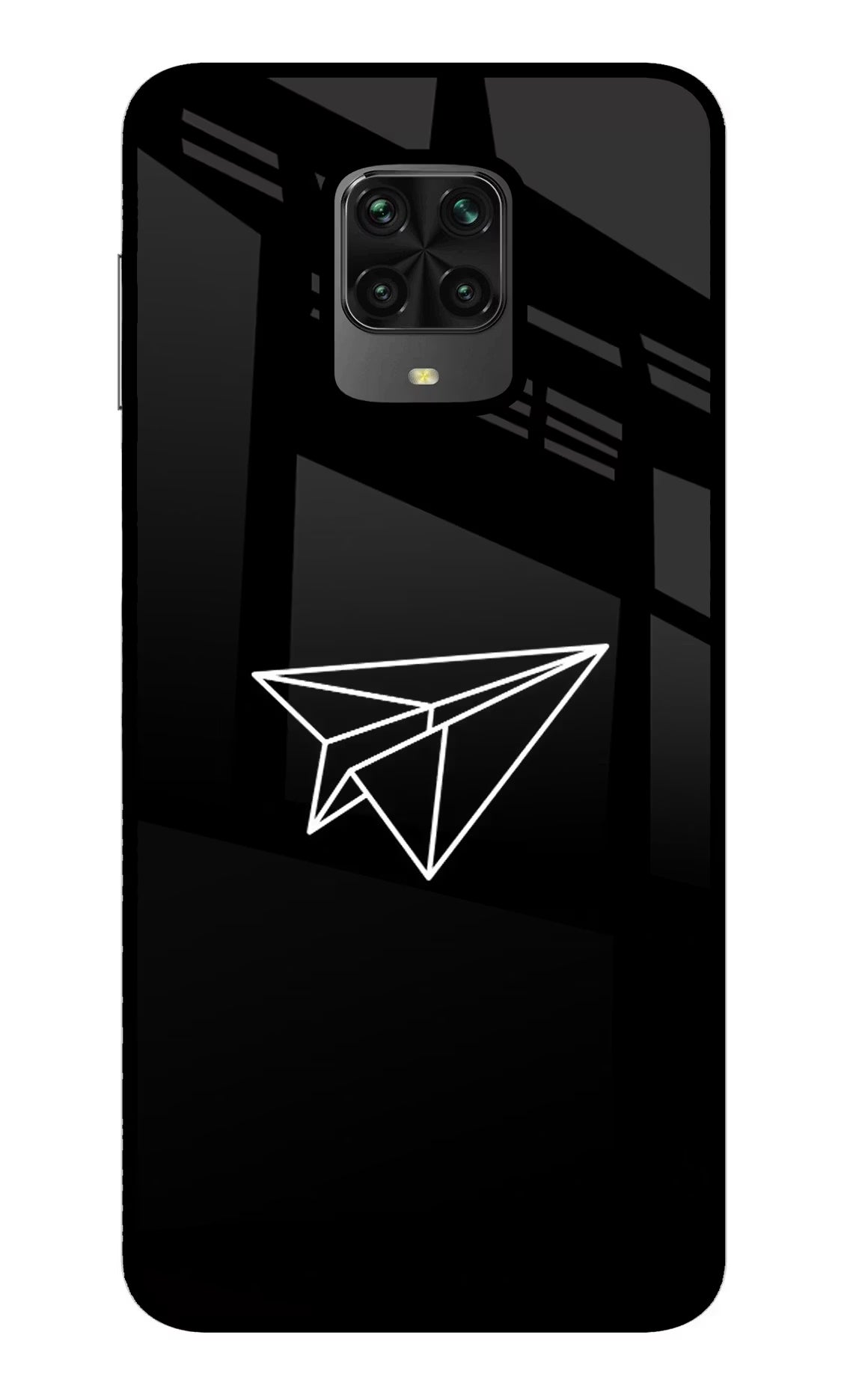 Paper Plane White Poco M2 Pro Glass Case Back Cover by Casekaro
