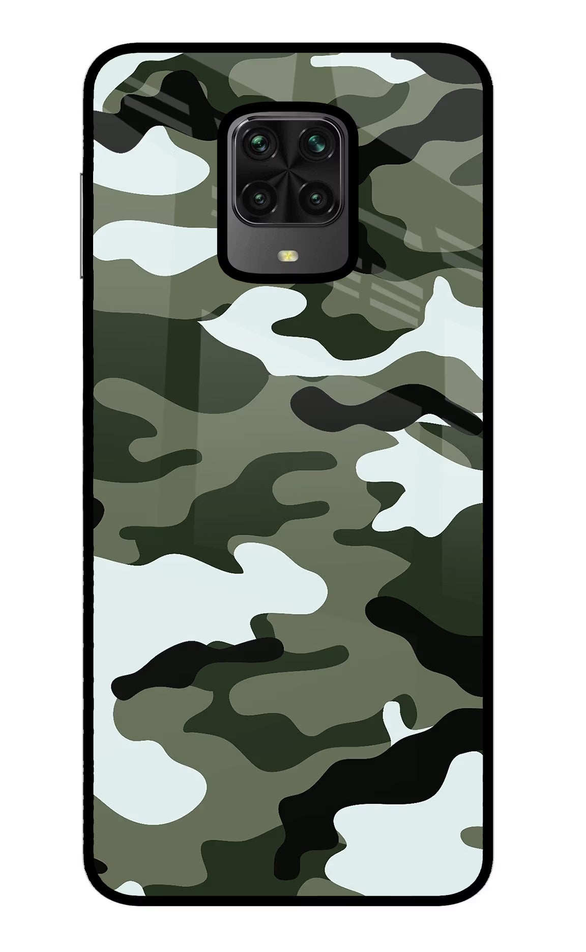 Camouflage Poco M2 Pro Glass Case Back Cover by Casekaro