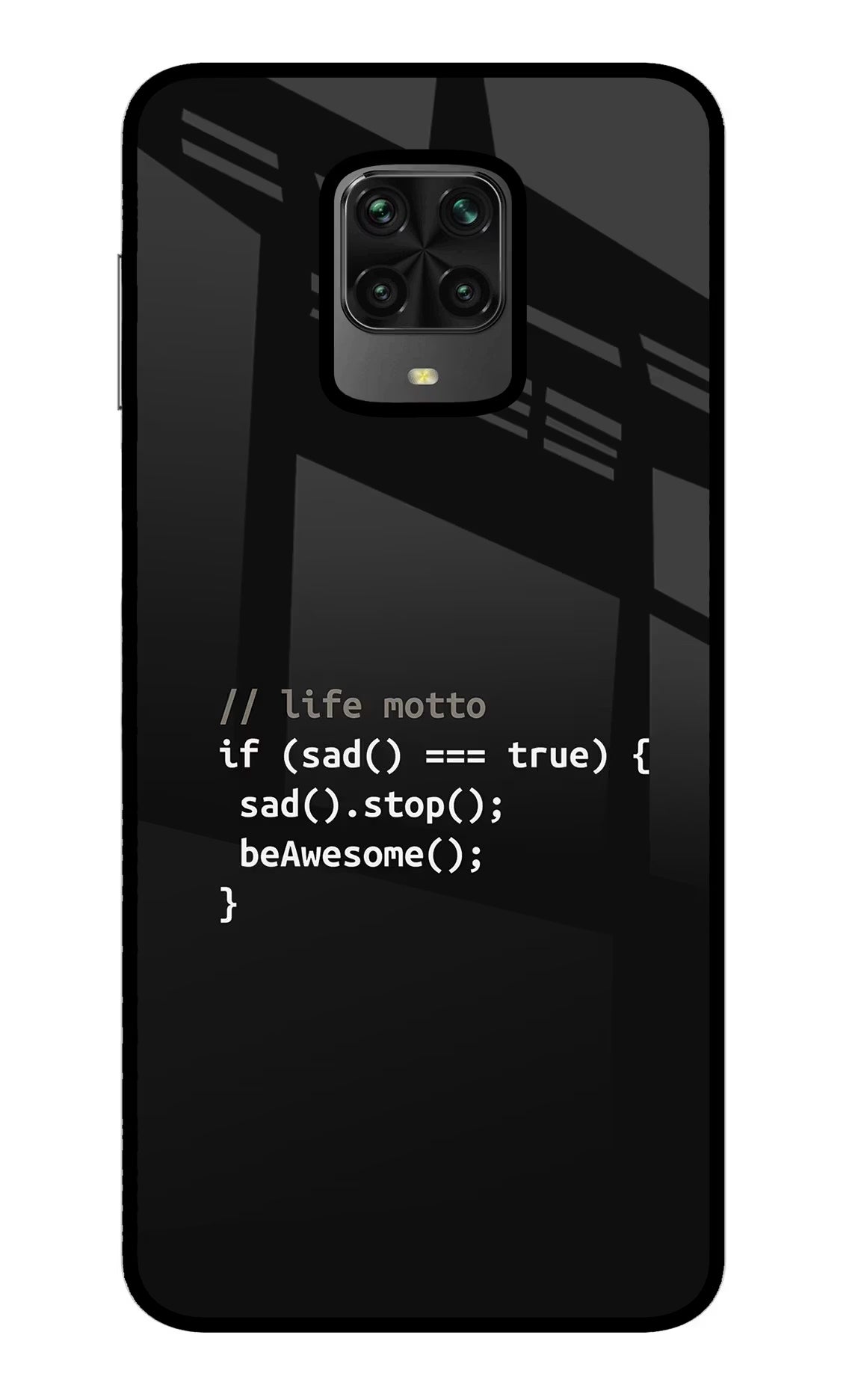 Life Motto Code Poco M2 Pro Glass Case Back Cover by Casekaro