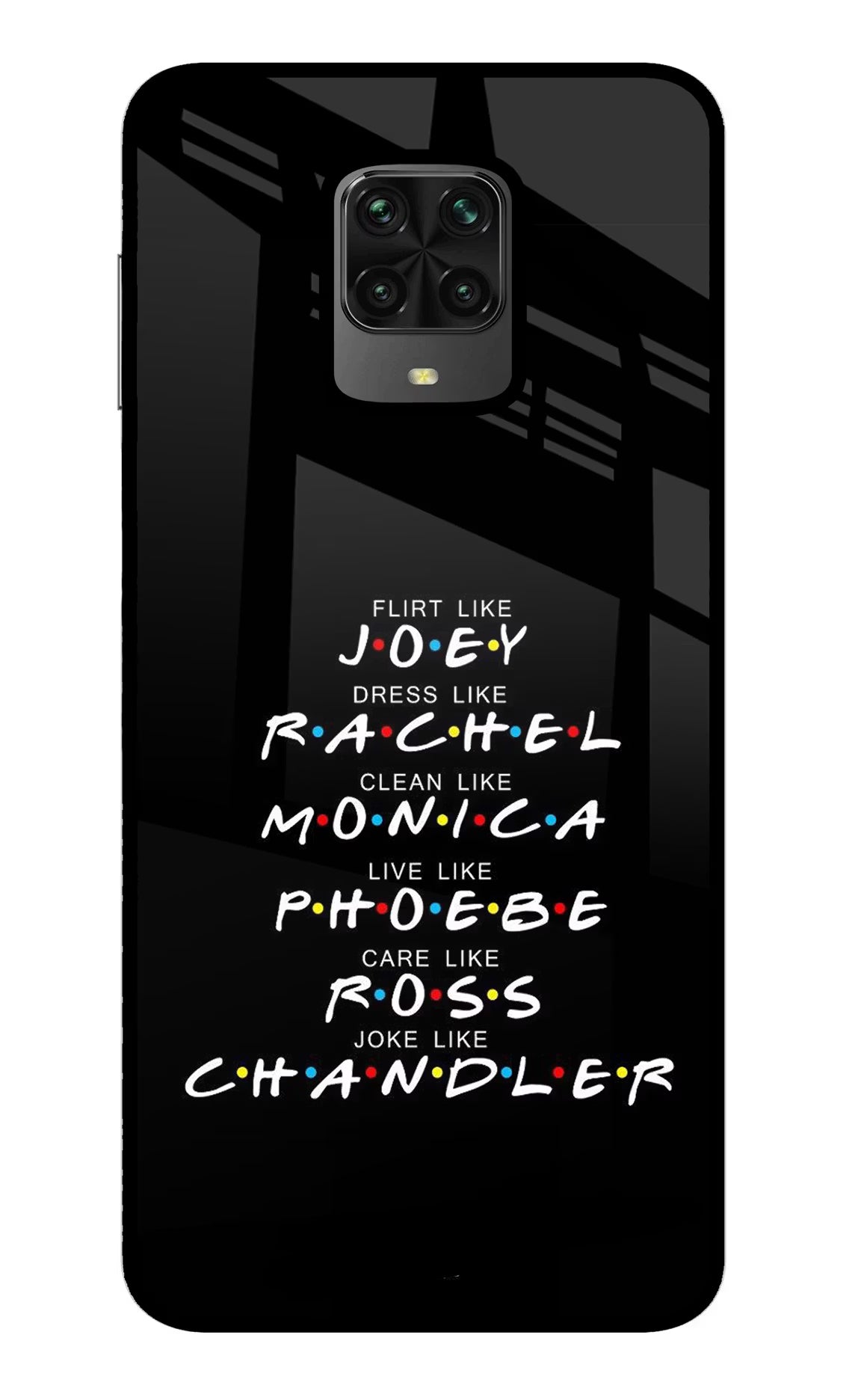 FRIENDS Character Poco M2 Pro Glass Case Back Cover by Casekaro