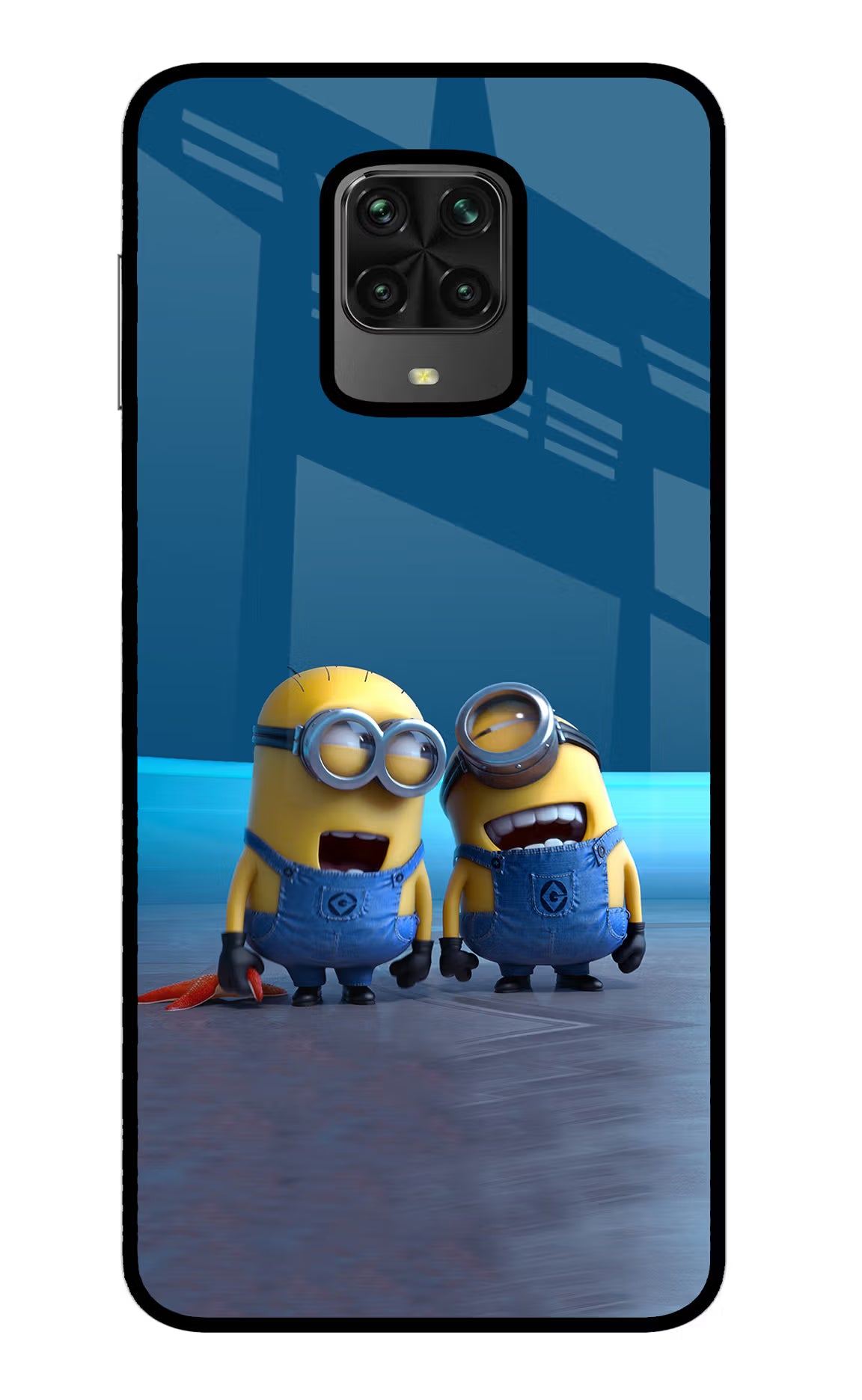 Minion Laughing Poco M2 Pro Glass Case Back Cover by Casekaro