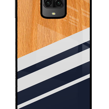 Blue and white wooden Poco M2 Pro Glass Case