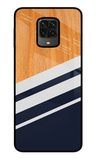 Blue and white wooden Poco M2 Pro Glass Case