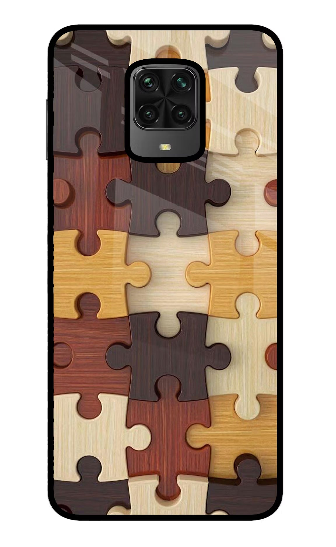Wooden Puzzle Poco M2 Pro Glass Case