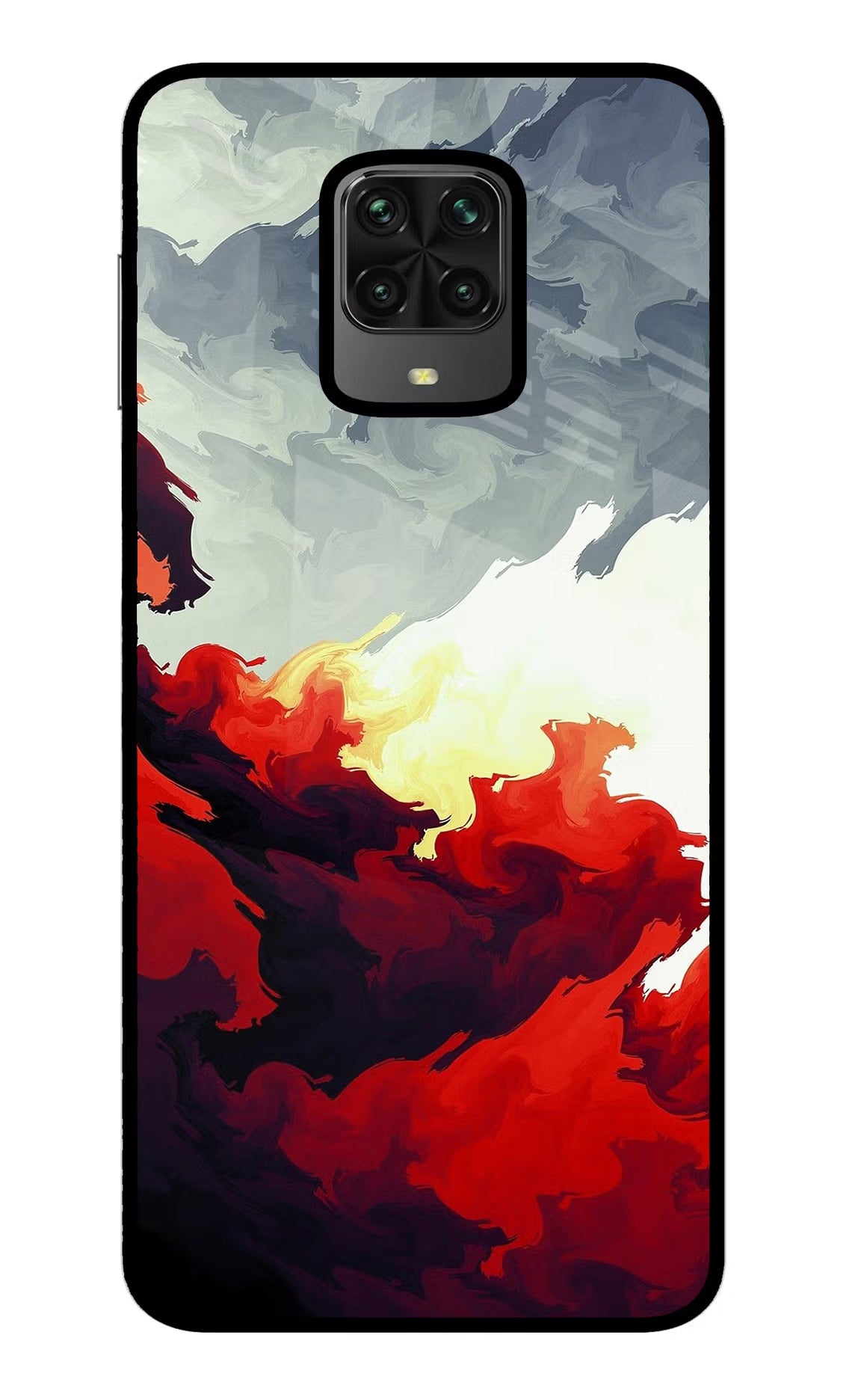 Fire Cloud Poco M2 Pro Glass Case Back Cover by Casekaro