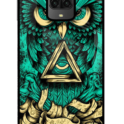 Green Owl Poco M2 Pro Glass Case Back Cover by Casekaro