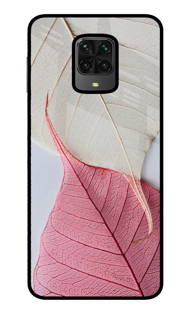 White Pink Leaf Poco M2 Pro Glass Case