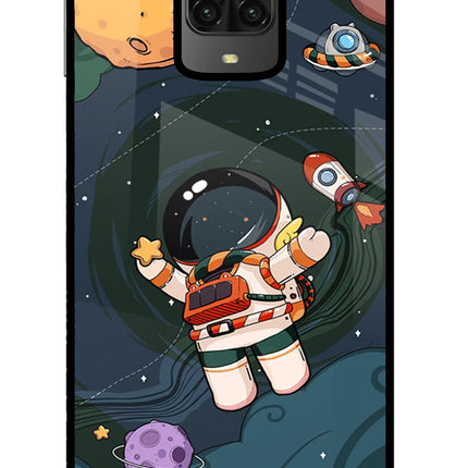 Cartoon Astronaut Poco M2 Pro Glass Case Back Cover by Casekaro
