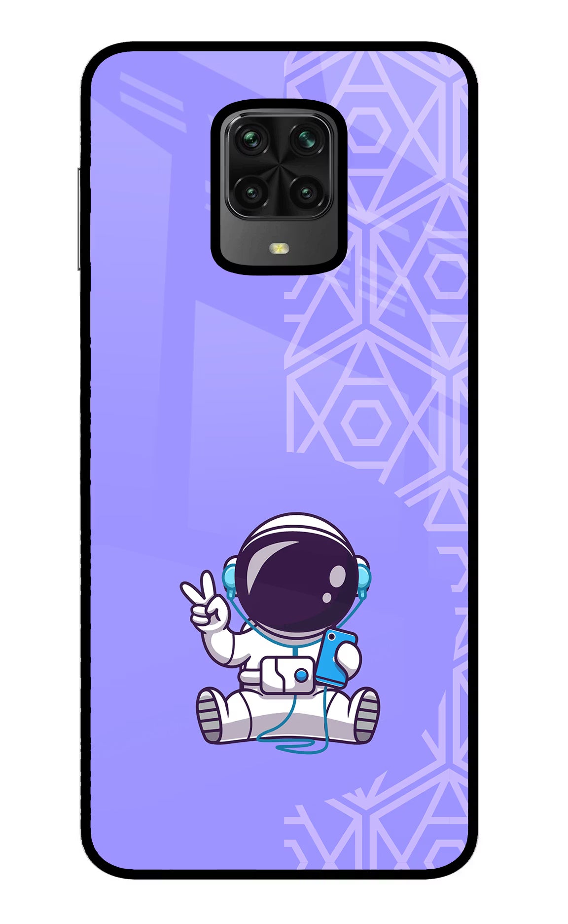 Cute Astronaut Chilling Poco M2 Pro Glass Case Back Cover by Casekaro