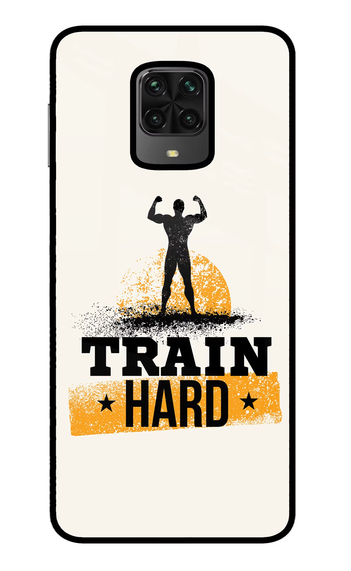 Train Hard Poco M2 Pro Glass Case Back Cover by Casekaro