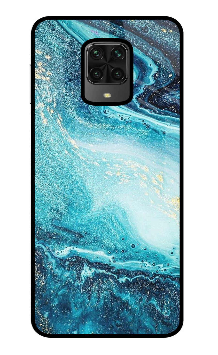 Blue Glitter Marble Poco M2 Pro Back Cover, Metal case