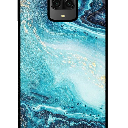 Blue Glitter Marble Poco M2 Pro Glass Case