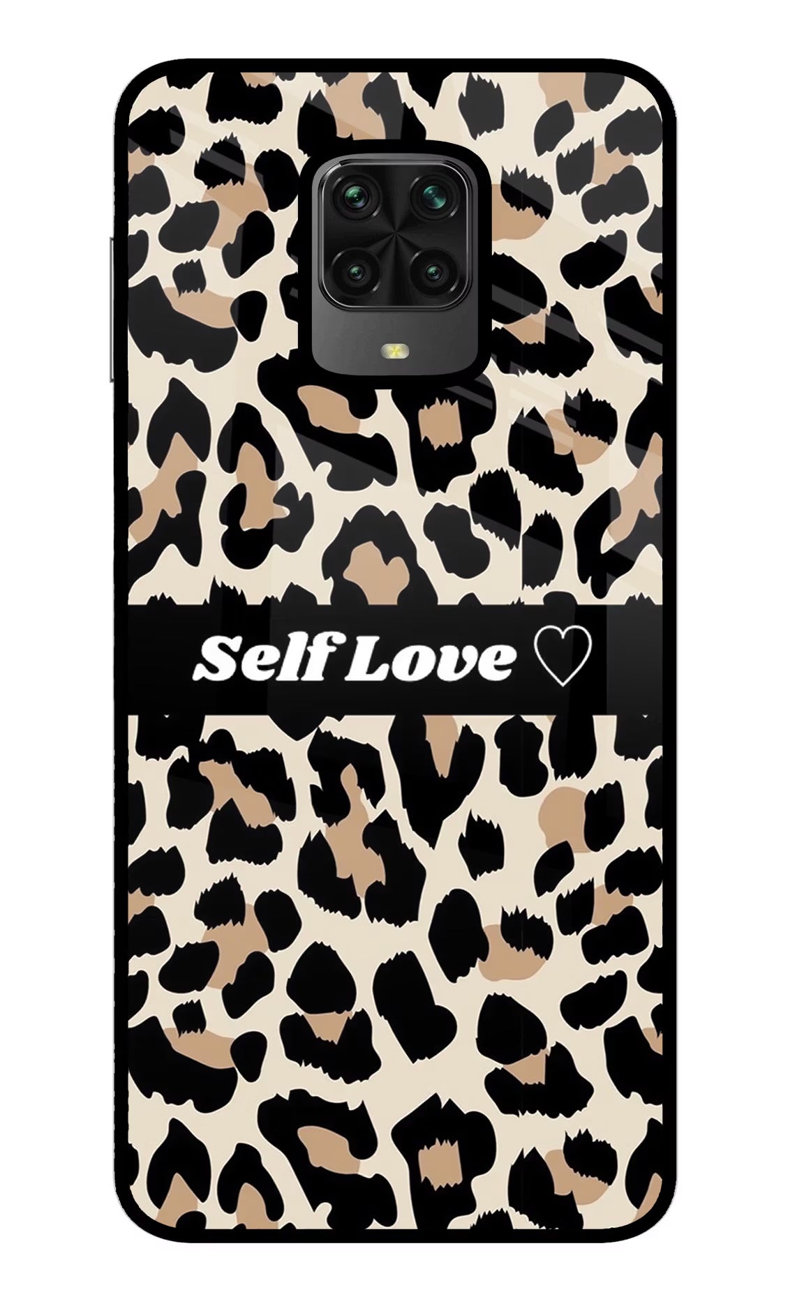Leopard Print Self Love Poco M2 Pro Glass Case Back Cover by Casekaro