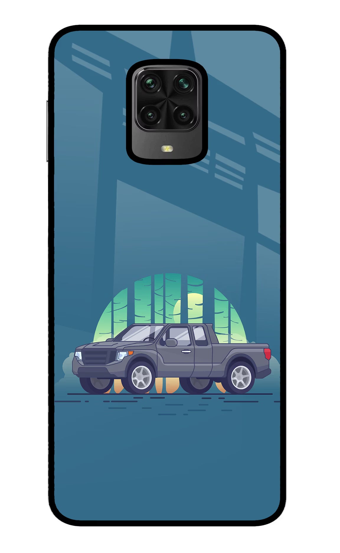 Retro Garage Vibe Poco M2 Pro Glass Case Back Cover by Casekaro