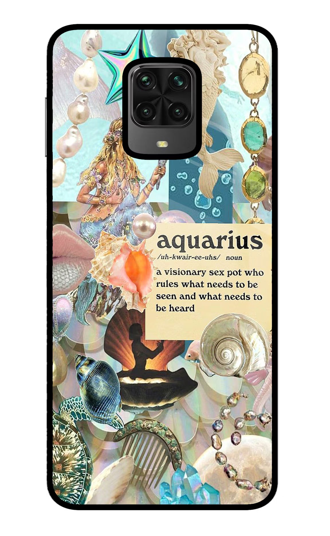 Aquarius Zodiac Poco M2 Pro Glass Case Back Cover by Casekaro