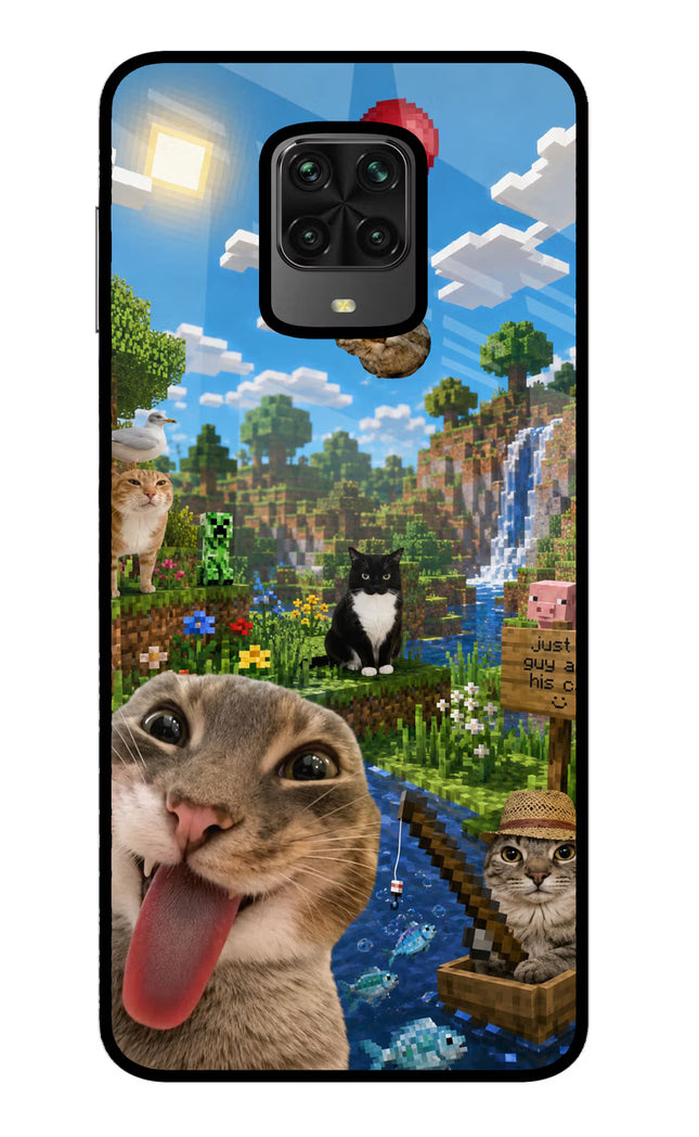 Minecraft Cat Chaos Poco M2 Pro Glass Case