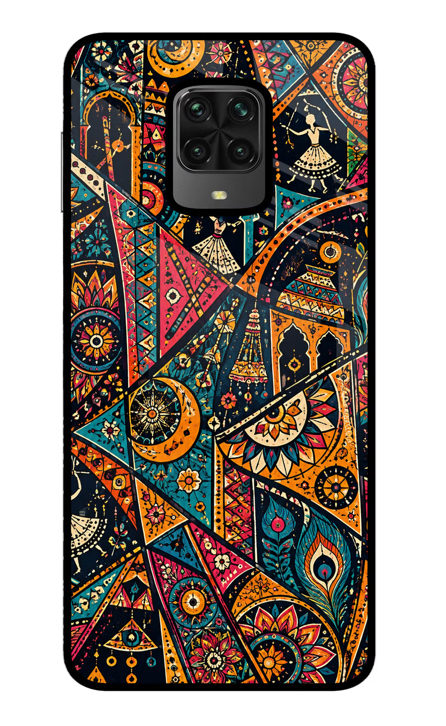 Folk Print Poco M2 Pro Back Cover, Glass case