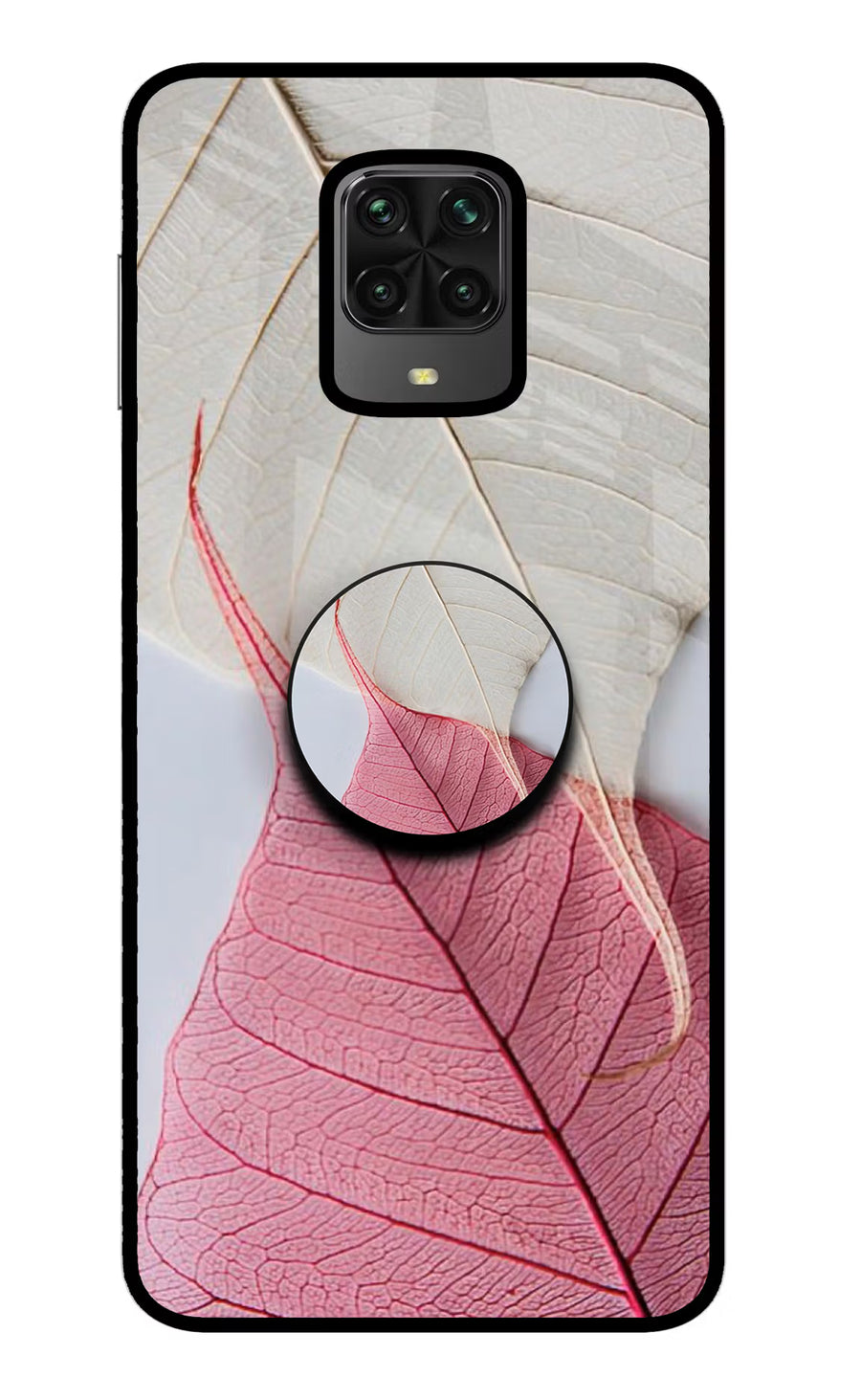 White Pink Leaf Poco M2 Pro Pop Case, Metal case
