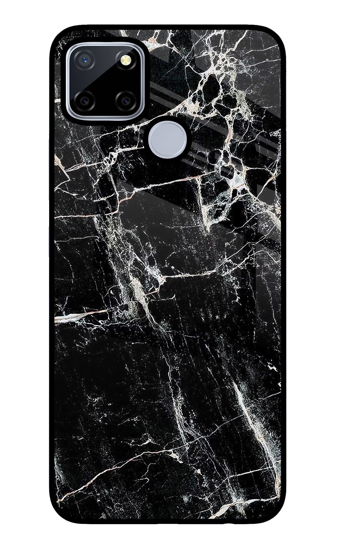 Black Marble Texture Realme C12/Narzo 20 Glass Case Back Cover by Casekaro
