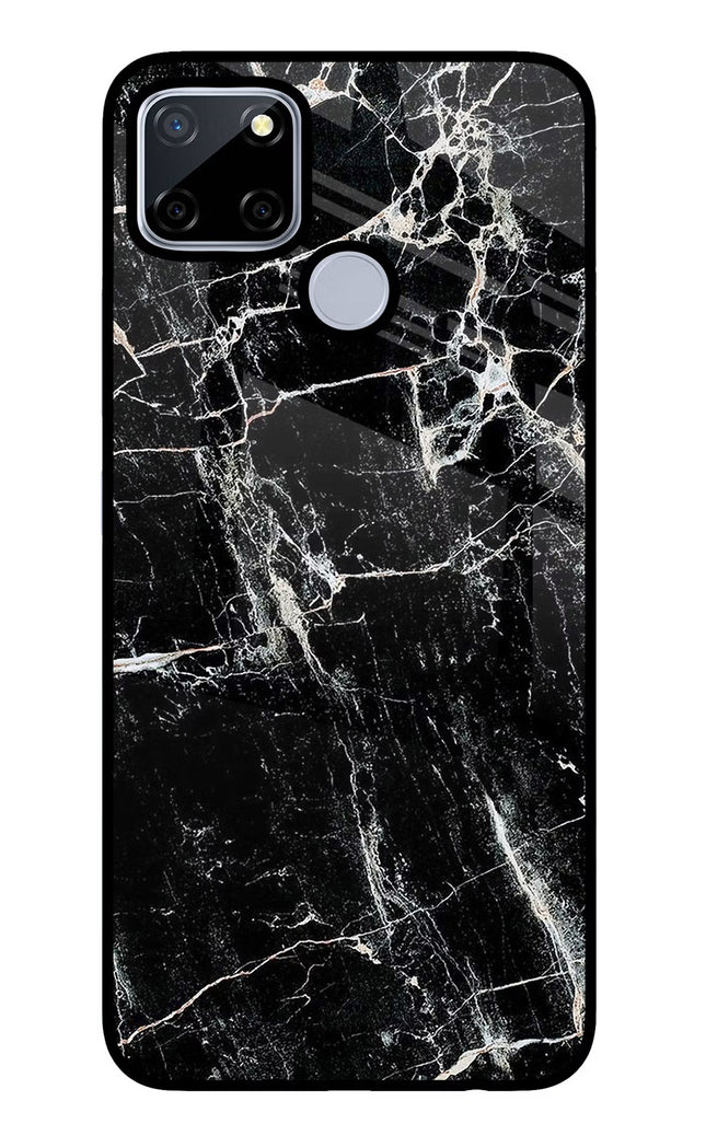 Black Marble Texture Realme C12/Narzo 20 Glass Case Back Cover by Casekaro
