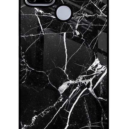 Black Marble Pattern Realme C12/Narzo 20 Glass Case Back Cover by Casekaro
