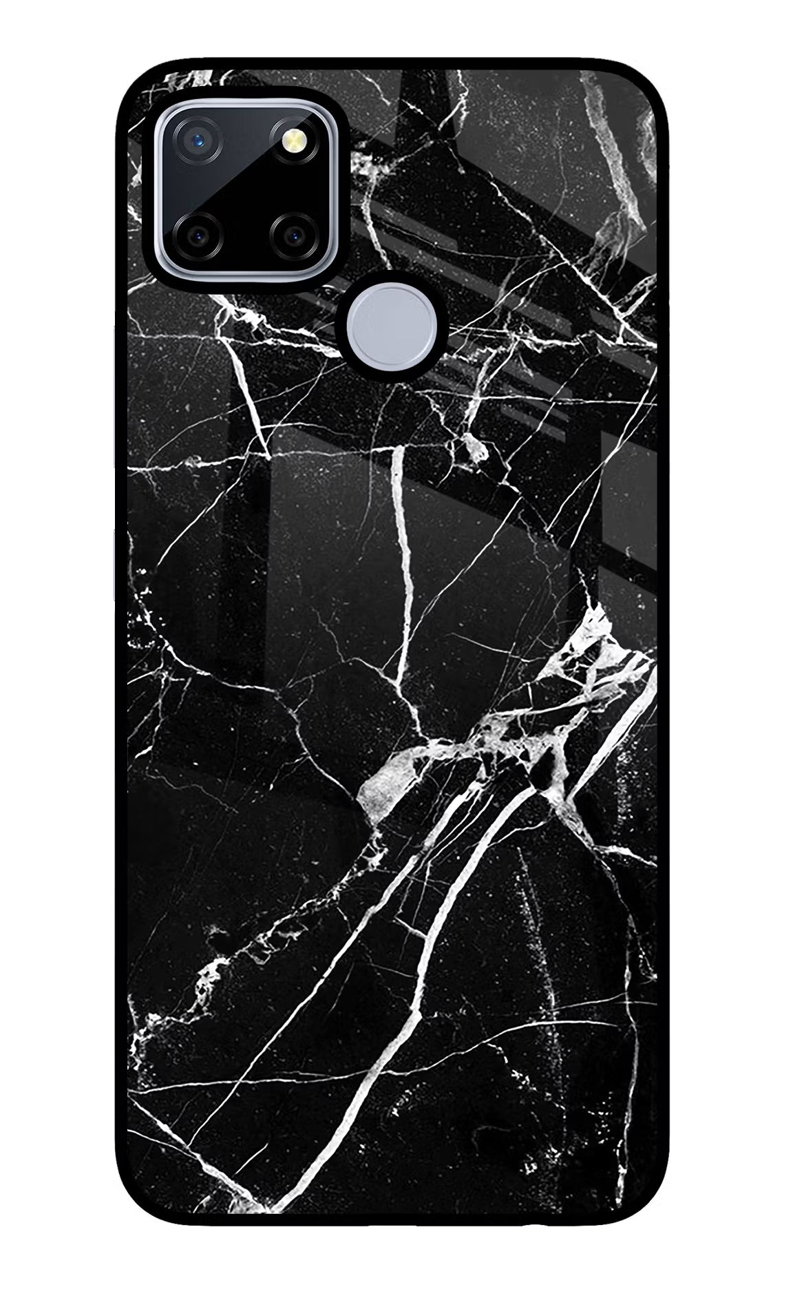 Black Marble Pattern Realme C12/Narzo 20 Glass Case Back Cover by Casekaro