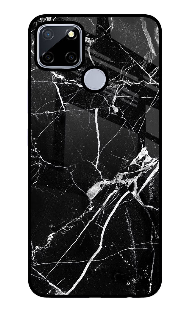 Black Marble Pattern Realme C12/Narzo 20 Glass Case Back Cover by Casekaro