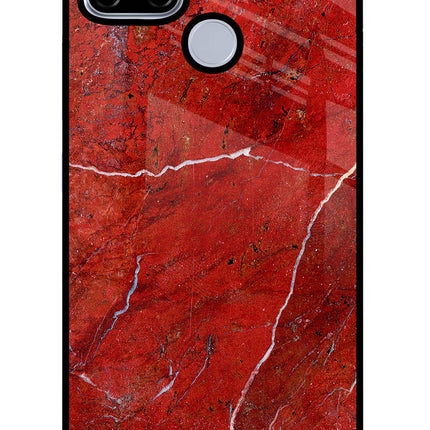 Red Marble Design Realme C12/Narzo 20 Glass Case