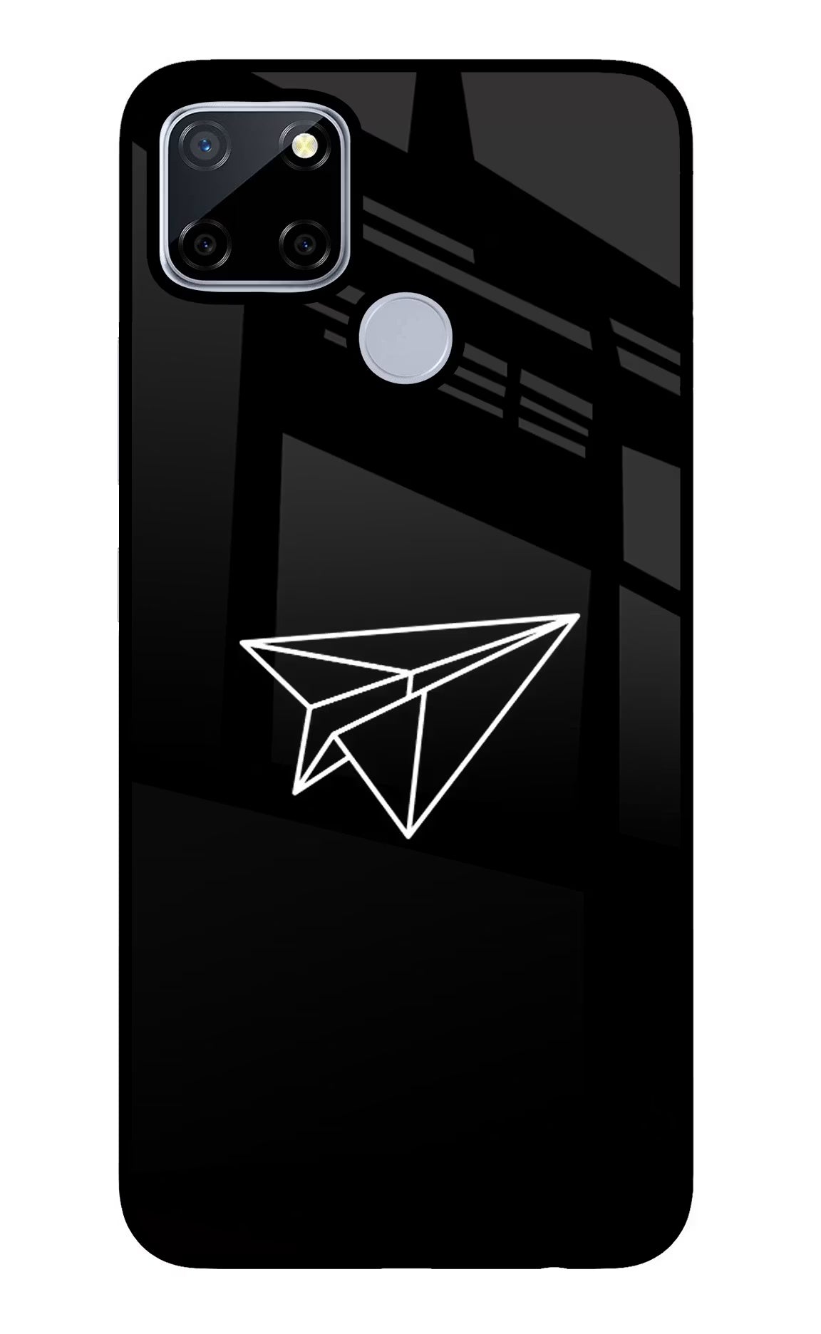 Paper Plane White Realme C12/Narzo 20 Glass Case Back Cover by Casekaro