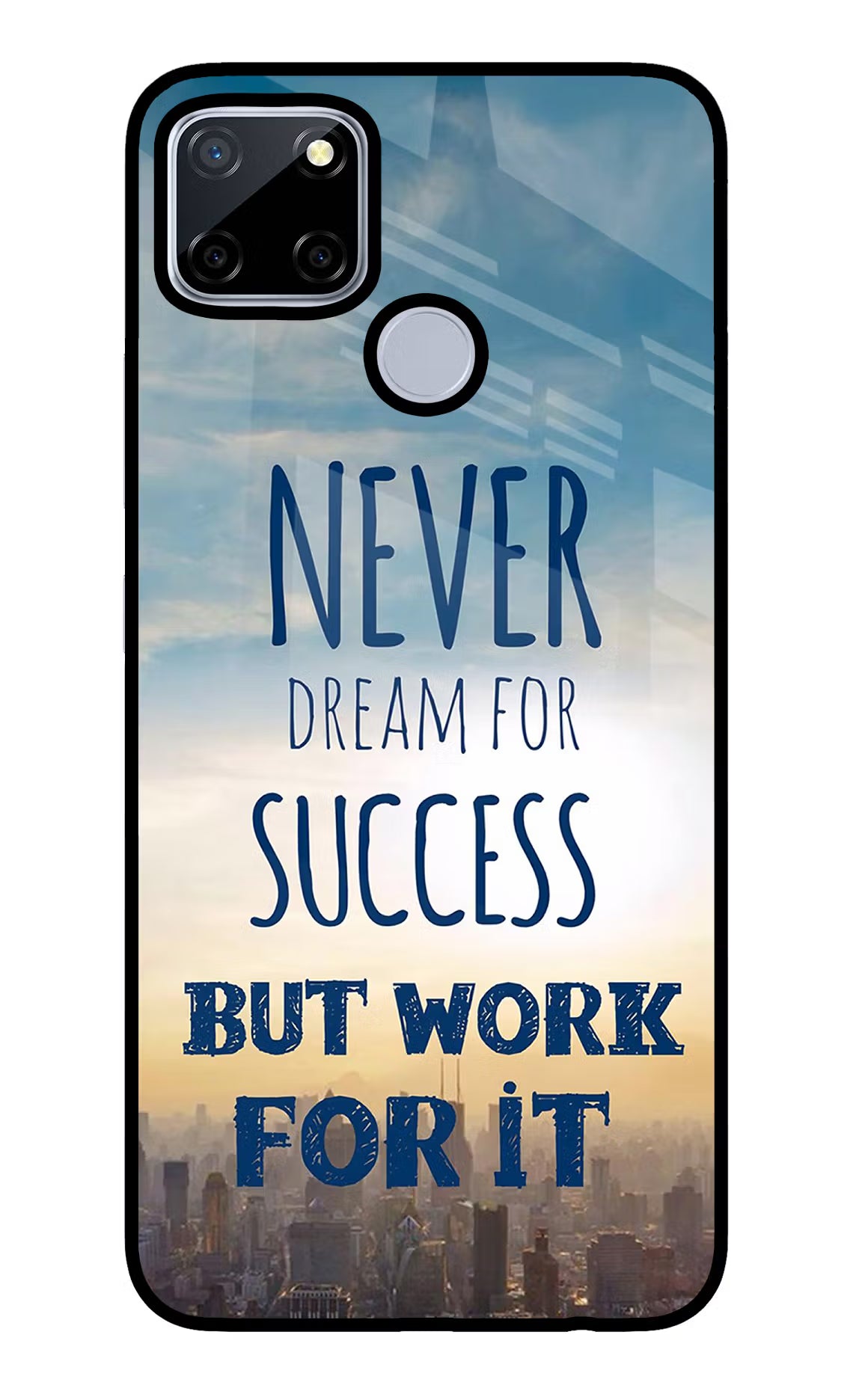 Never Dream For Success But Work For It Realme C12/Narzo 20 Glass Case Back Cover by Casekaro