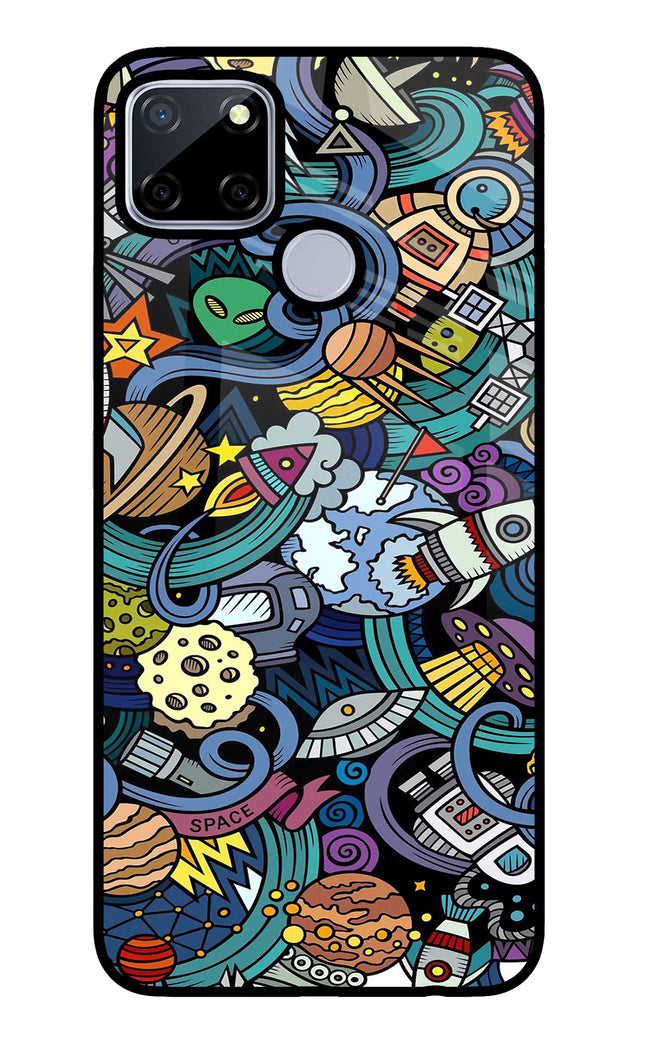 Space Abstract Realme C12/Narzo 20 Glass Case Back Cover by Casekaro