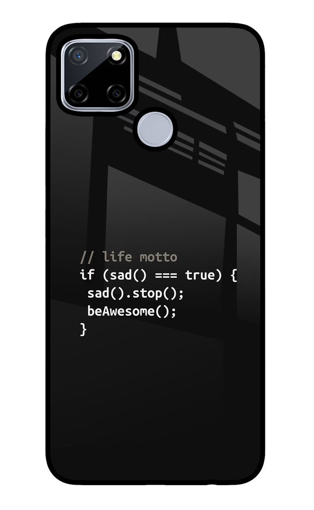 Life Motto Code Realme C12/Narzo 20 Glass Case Back Cover by Casekaro