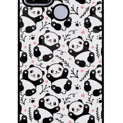 Cute Panda Realme C12/Narzo 20 Glass Case Back Cover by Casekaro