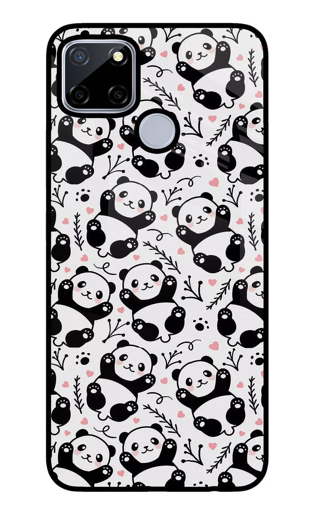 Cute Panda Realme C12/Narzo 20 Glass Case Back Cover by Casekaro