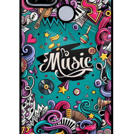 Music Graffiti Realme C12/Narzo 20 Glass Case Back Cover by Casekaro