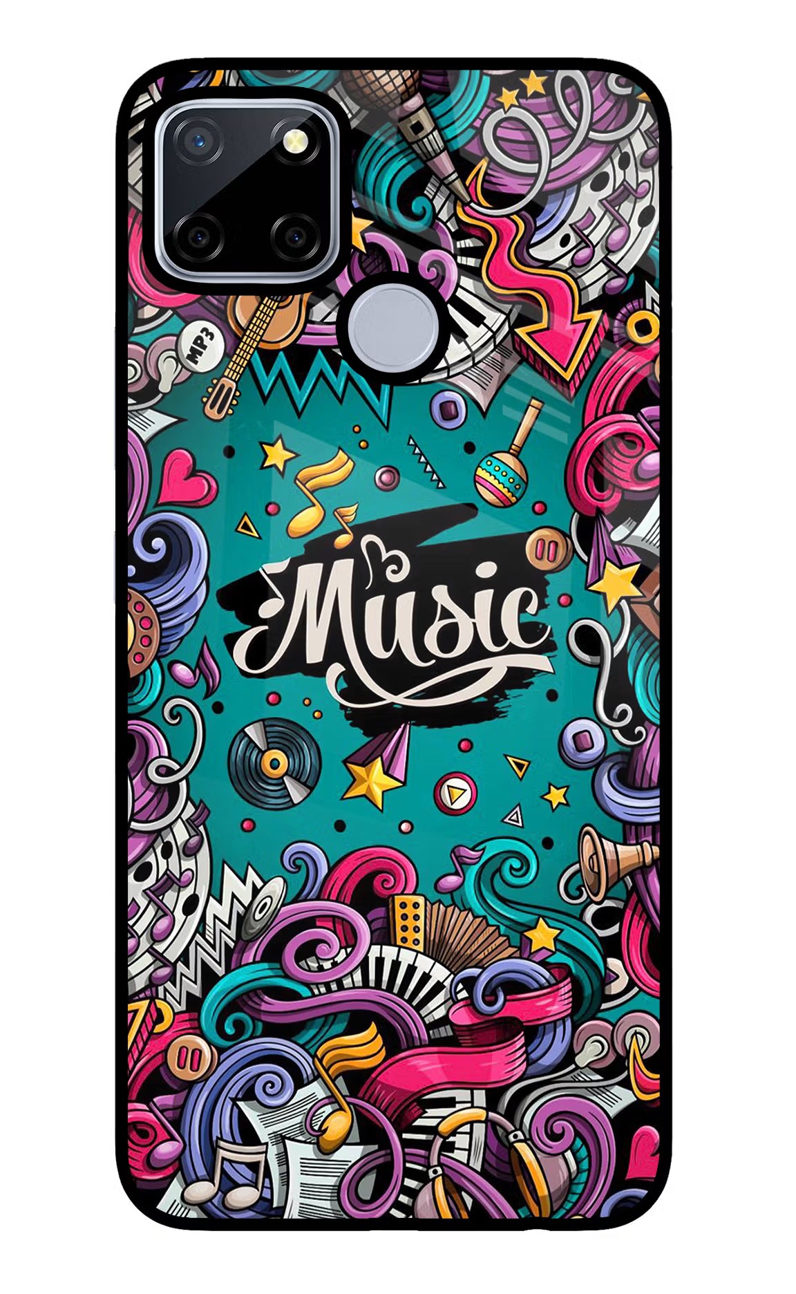 Music Graffiti Realme C12/Narzo 20 Glass Case