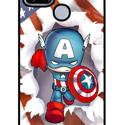 Captain America Realme C12/Narzo 20 Glass Case Back Cover by Casekaro