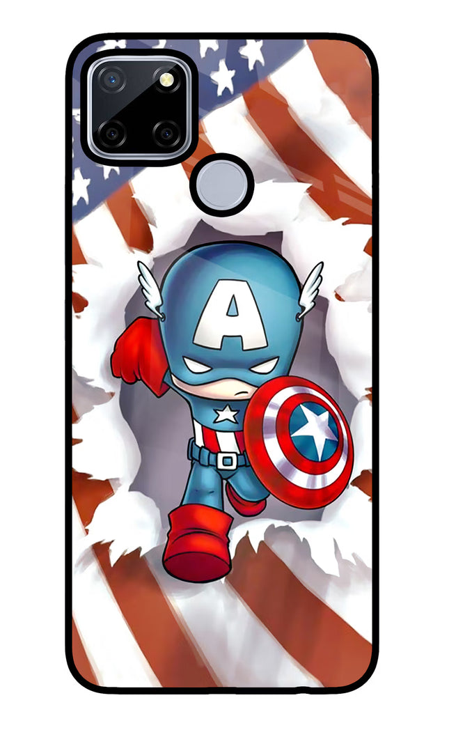 Captain America Realme C12/Narzo 20 Glass Case Back Cover by Casekaro