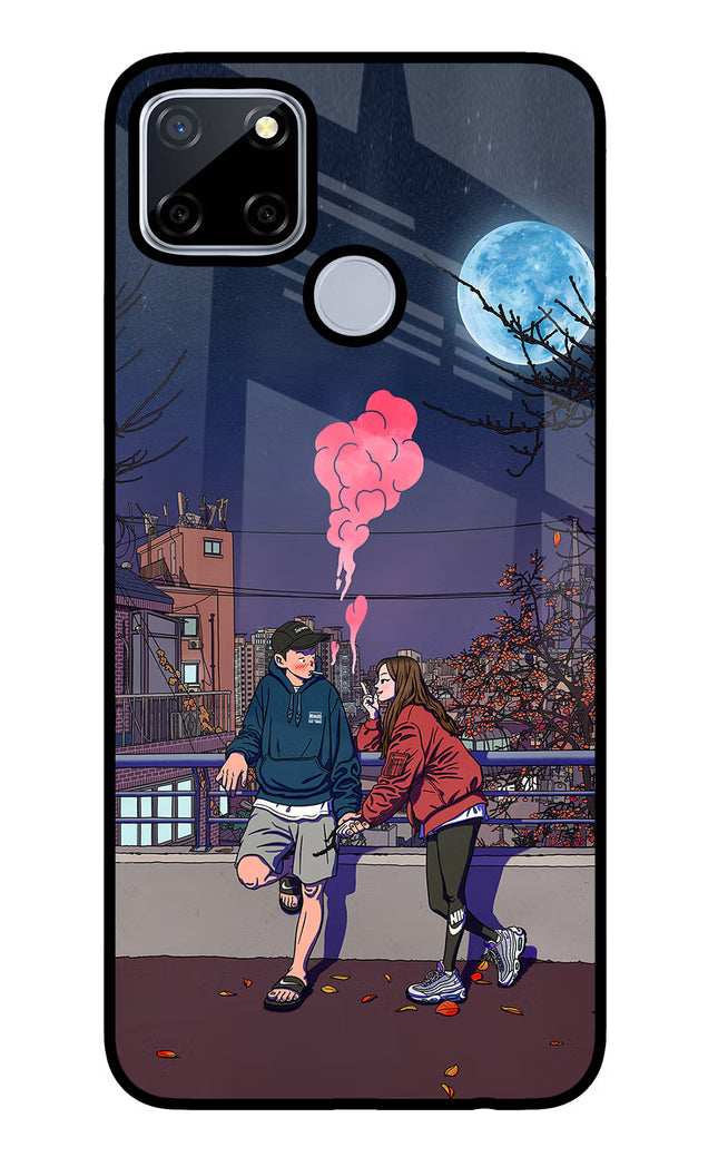 Chilling Couple Realme C12/Narzo 20 Glass Case Back Cover by Casekaro