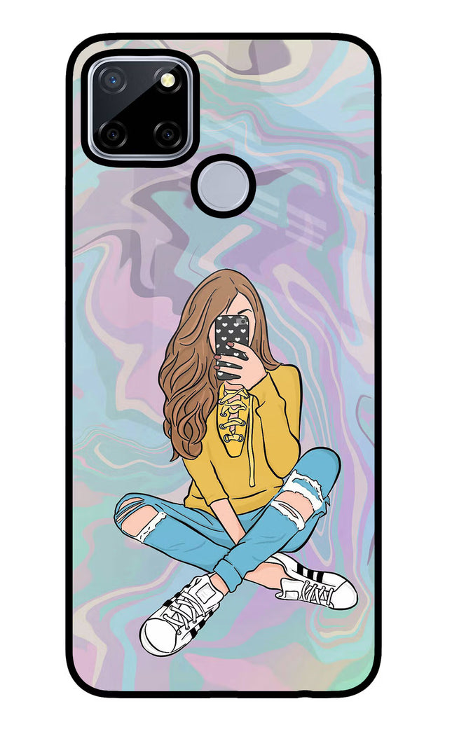 Selfie Girl Realme C12/Narzo 20 Glass Case Back Cover by Casekaro