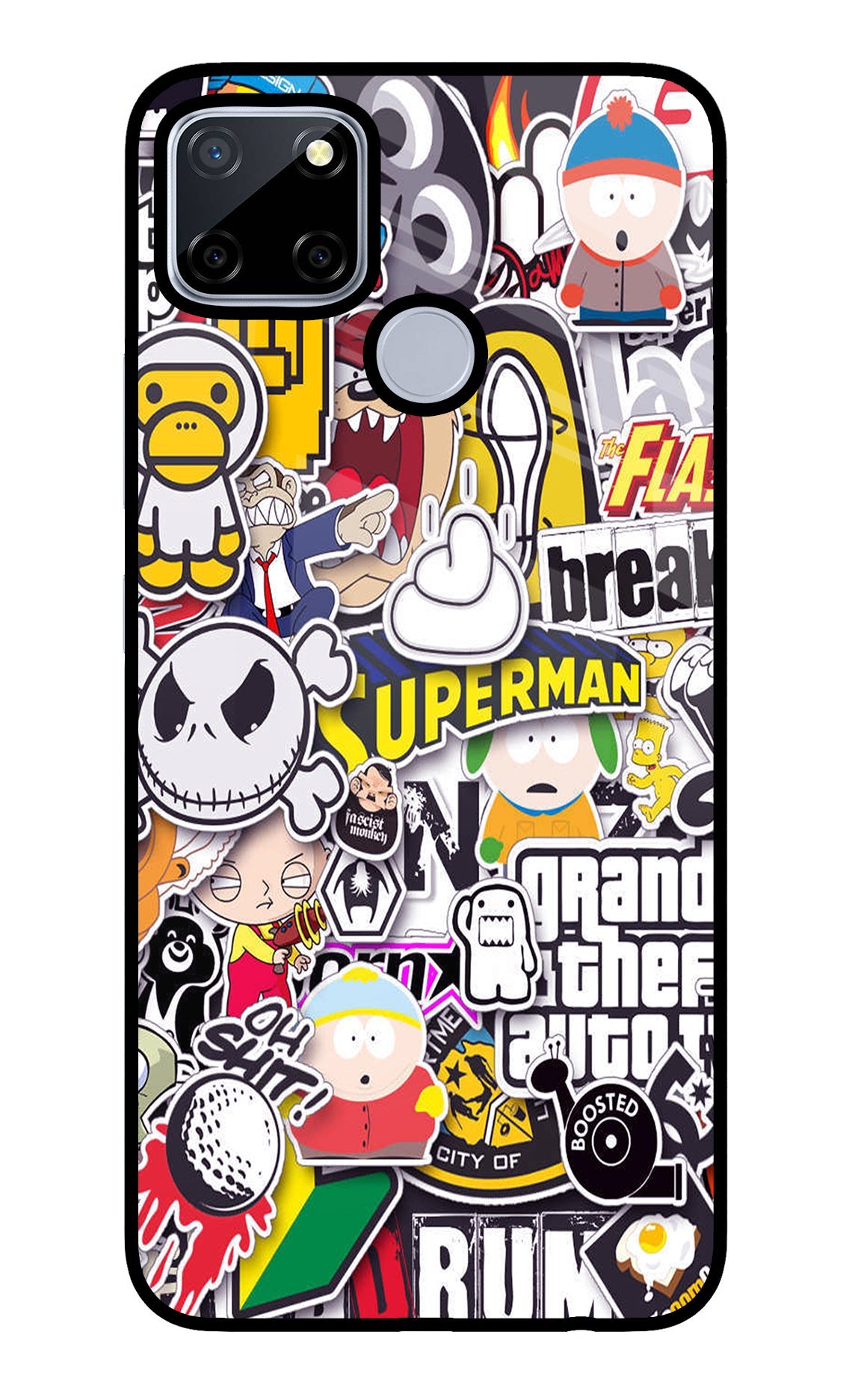 Sticker Bomb Realme C12/Narzo 20 Glass Case