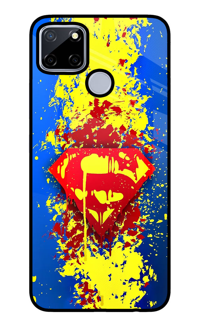 Superman logo Realme C12/Narzo 20 Glass Case Back Cover by Casekaro