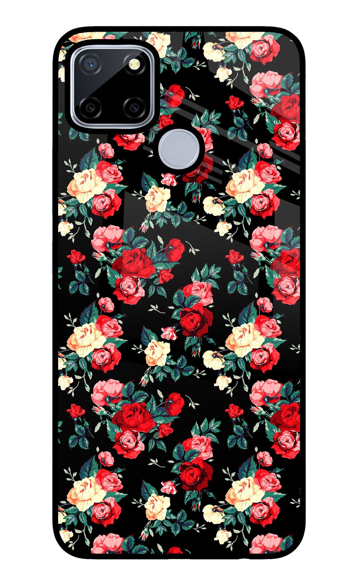 Rose Pattern Realme C12/Narzo 20 Glass Case