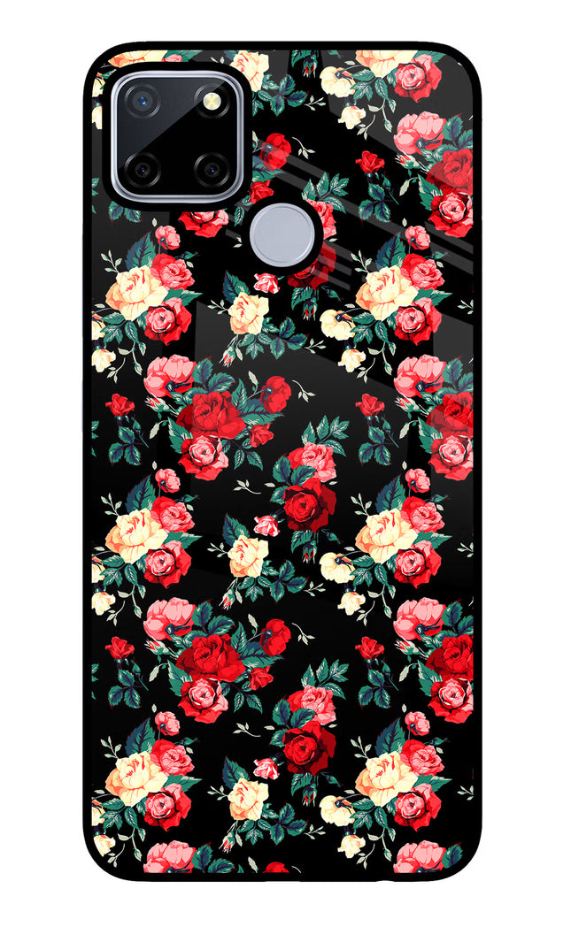 Rose Pattern Realme C12/Narzo 20 Glass Case Back Cover by Casekaro