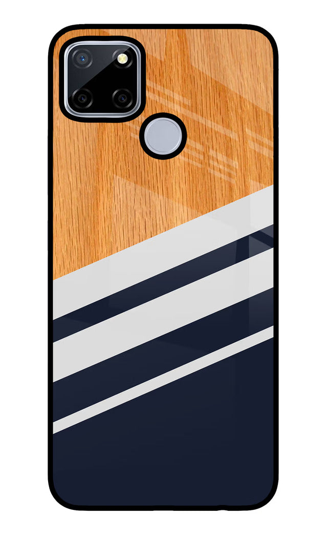 Blue and white wooden Realme C12/Narzo 20 Glass Case Back Cover by Casekaro