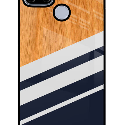Blue and white wooden Realme C12/Narzo 20 Glass Case