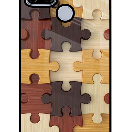 Wooden Puzzle Realme C12/Narzo 20 Glass Case